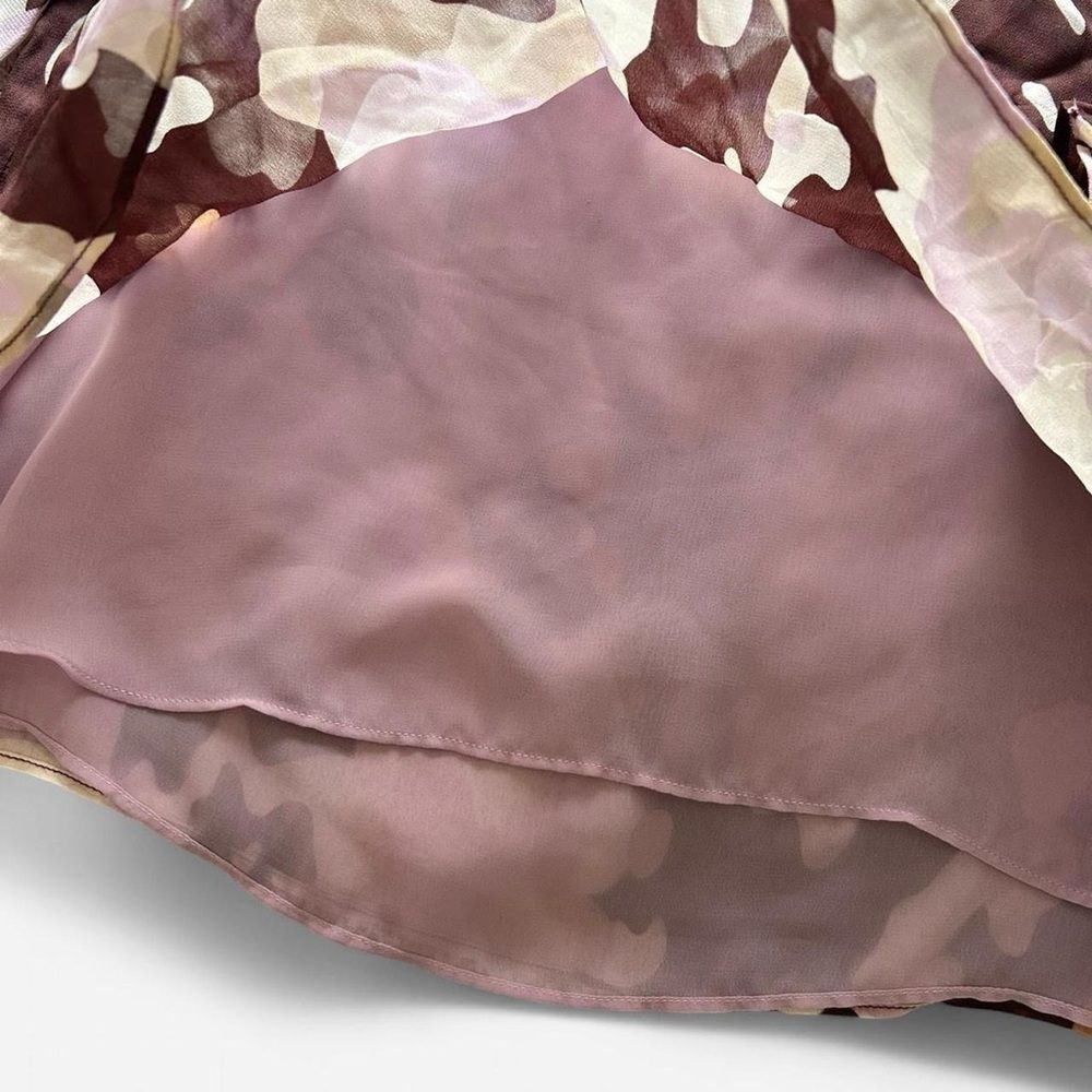 Massimo Dutti Abstract Camo Print romantic feminine keyhole blouse size 4 - Picture 7 of 11